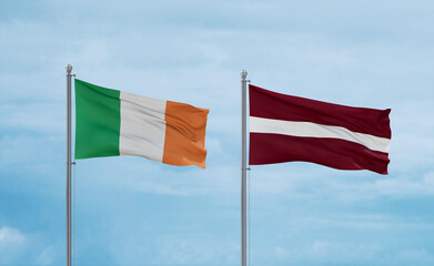 Latvia and Ireland flags, country relationship concept