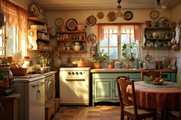 Homely Grandma's Kitchen Nostalgia. - obrazy, fototapety, plakaty