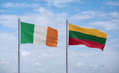 Lithuania and Ireland flags, country relationship concept
