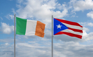 Puerto Rico and Ireland flags, country relationship concept