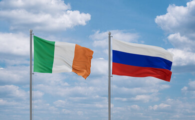 Russia and Ireland flags, country relationship concept