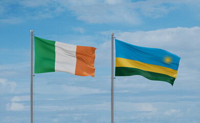 Rwanda and Ireland flags, country relationship concept