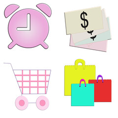 Elements design for shopping, set icons, cart, bag shopping,