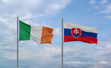 Slovakia and Ireland flags, country relationship concept