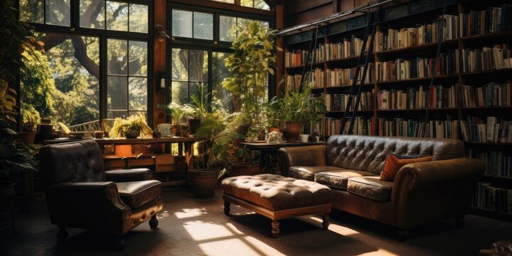A library that is designed to be both cozy and inviting. AI Generative