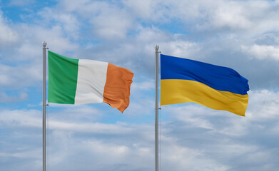 Ukraine and Ireland flags, country relationship concept