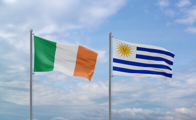 Uruguay and Ireland flags, country relationship concept