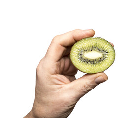a kiwi cut in hand