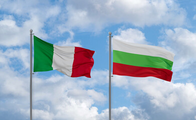 Bulgaria and Italy flags, country relationship concept