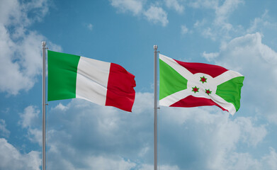Burundi and Italy flags, country relationship concept