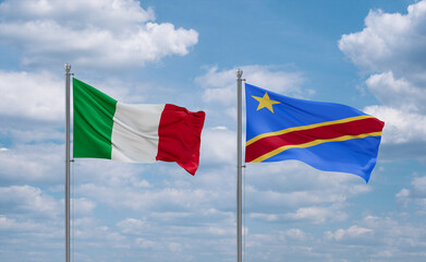 Congo and Italy flags, country relationship concept