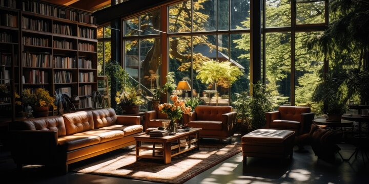 A library that is designed to be both cozy and inviting. AI Generative