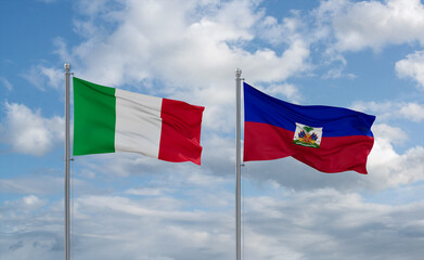Haiti and Italy flags, country relationship concept