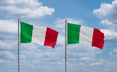 Two Italy flags, country relationship concept
