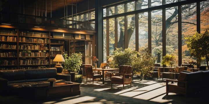 A library that is designed to be both cozy and inviting. AI Generative