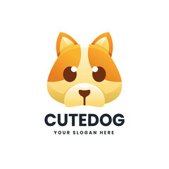Cute dog gradient colorful logo vector icon illustration