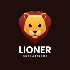 Lion gradient colorful logo vector icon illustration