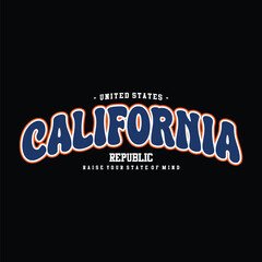 vector california text for t shirt or poster design