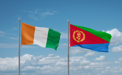 Eritrea and Ivory Coast flags, country relationship concept
