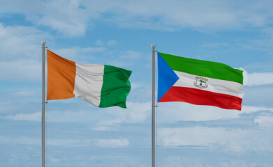 Equatorial Guinea and Ivory Coast flags, country relationship concept
