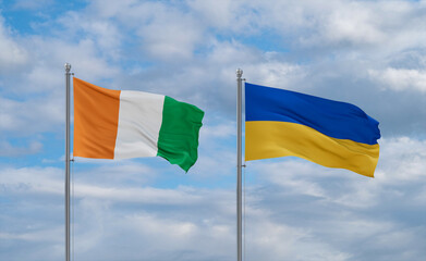 Ukraine and Ivory Coast flags, country relationship concept