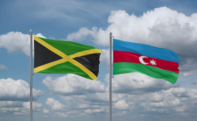Azerbaijan and Jamaica flags, country relationship concept