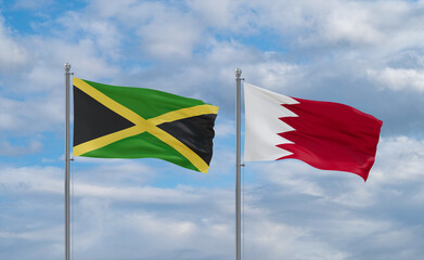 Bahrain and Jamaica flags, country relationship concept