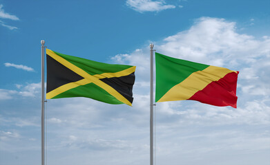 Congo and Jamaica flags, country relationship concept