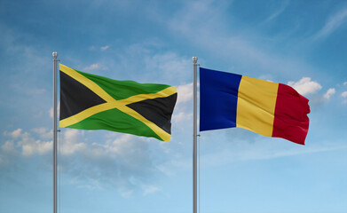 Chad and Jamaica flags, country relationship concept