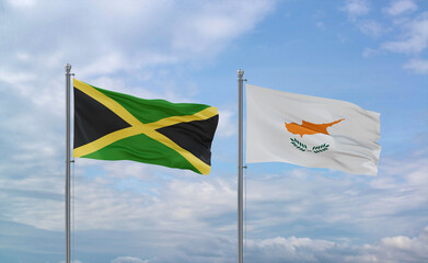 Cyprus and Jamaica flags, country relationship concept