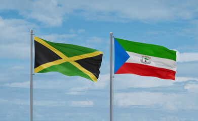 Equatorial Guinea and Jamaica flags, country relationship concept