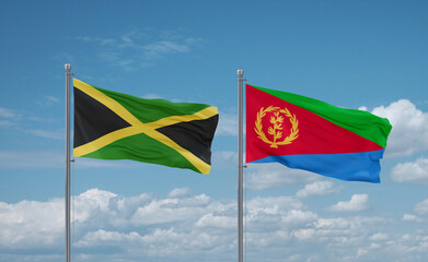 Eritrea and Jamaica flags, country relationship concept