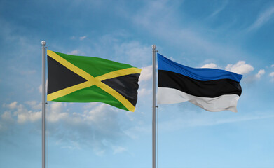 Estonia and Jamaica flags, country relationship concept