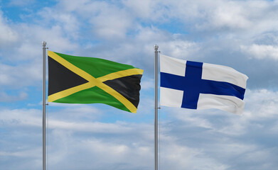 Finland and Jamaica flags, country relationship concept