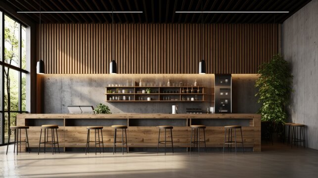 Cafe shop, Interior design Modern and Loft style.