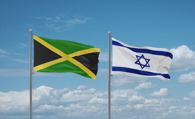 Israel and Jamaica flags, country relationship concept