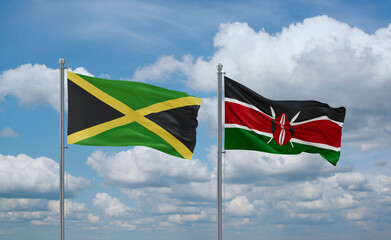 Kenya and Jamaica flags, country relationship concept