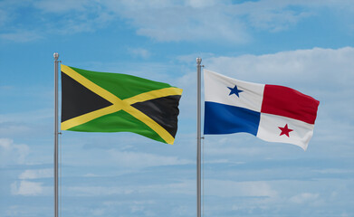 Panama and Jamaica flags, country relationship concept