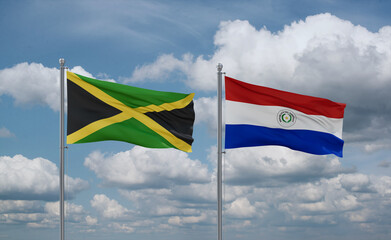 Paraguay and Jamaica flags, country relationship concept