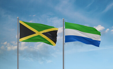 Sierra Leone and Jamaica flags, country relationship concept