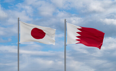 Bahrain and Japan flags, country relationship concept