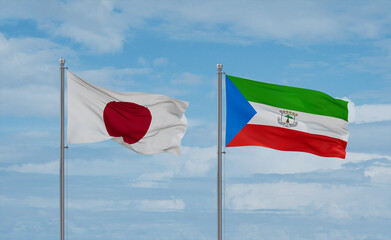 Equatorial Guinea and Japan flags, country relationship concept