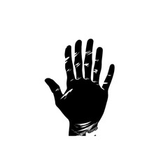 Black silhouette of a palm of the hand on white background.