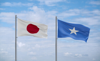 Somalia and Japan flags, country relationship concept