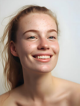 Close-up photo of a young smiling woman. High quality