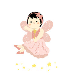 pink little fairy girl illustration