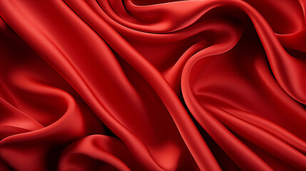 Abstract wallpaper with red silk fabric. Illustration, background.