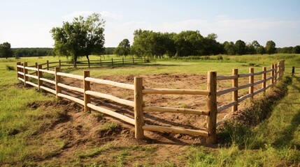 Fototapeta na wymiar Wooden fence corral for livestock