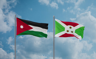 Burundi and Jordan flags, country relationship concept