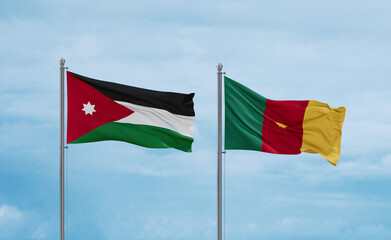 Cameroon and Jordan flags, country relationship concept